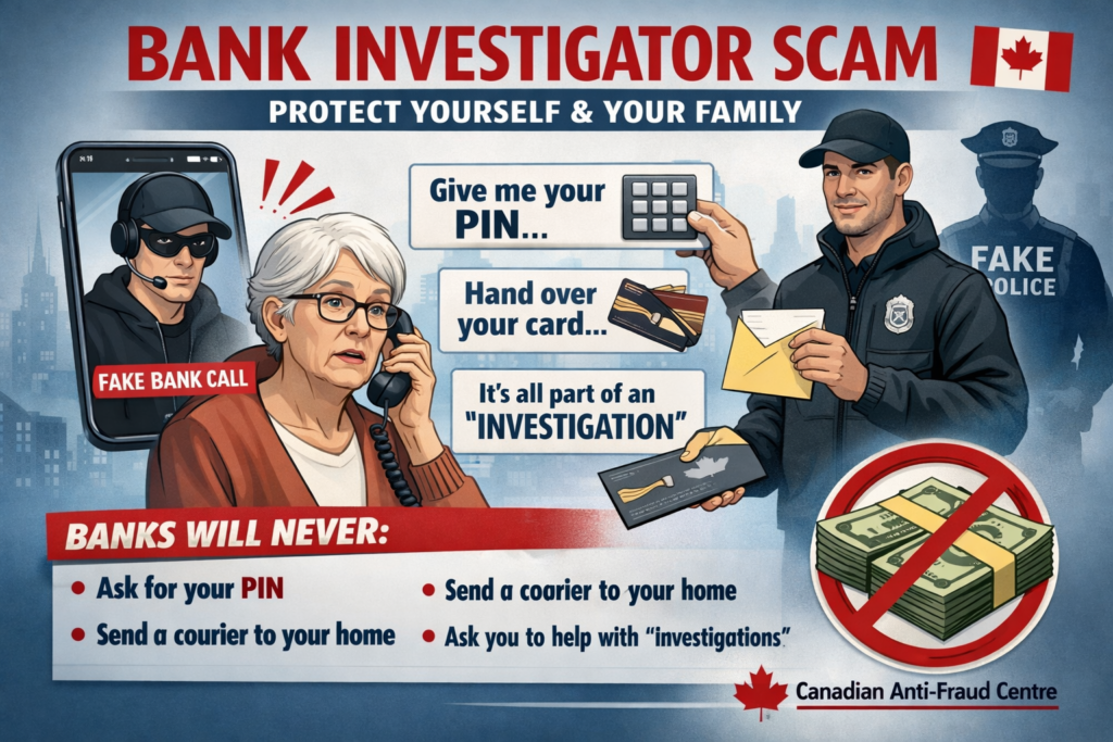 The Bank Investigator Scam (2026 Guide for Canadian Seniors & Families) The Bank Investigator Scam (2026 Guide for Canadian Seniors & Families)