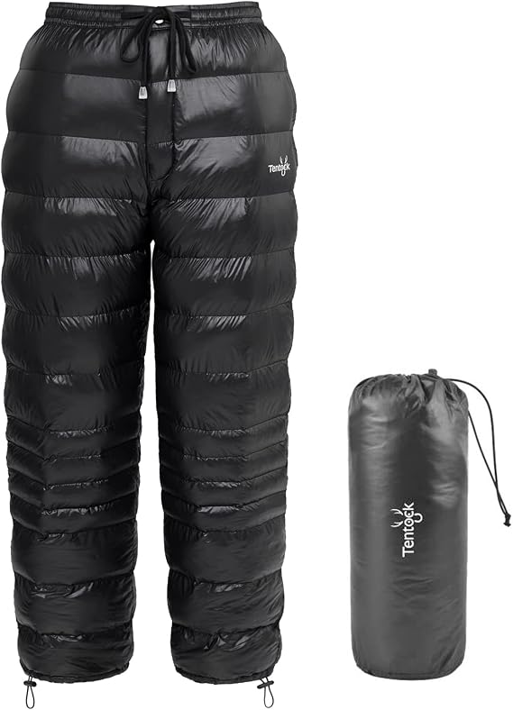 Tentock Men's Women's Puffer Down Pants Goose Down Fill Water-Repellent Winter Snow Pants for Skiing Hiking Camping, New-l, Large