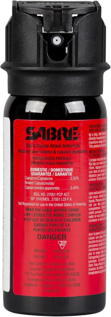 SABRE Dog & Coyote Attack Deterrent - Humane and Effective, Maximum Strength, Size Options Available ,Large Canister Flip Top